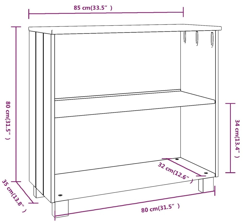 Servanta, gri inchis, 85x35x80 cm, lemn masiv de pin 1, Morke gra