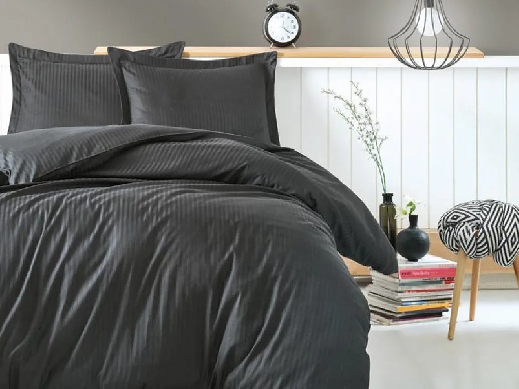 Lenjerie Elegant Stripe Antracit (Satin Deluxe)