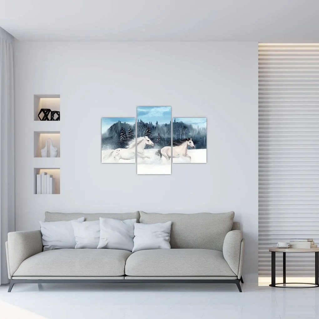 Tablou cu caii pictați (90x60 cm)