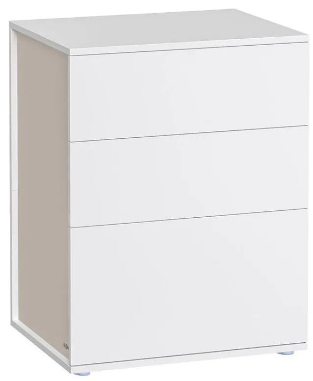 Noptieră RAMONA, 58x35x45 cm, alb mat/bej Vasagle