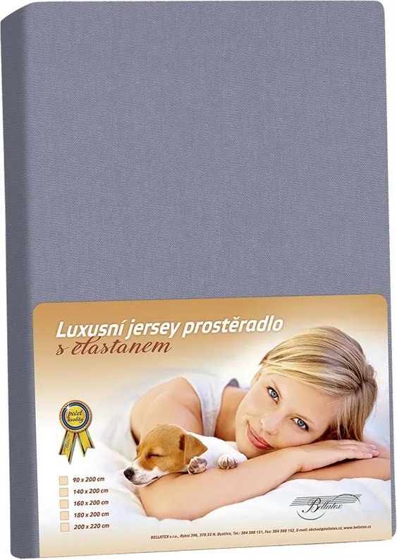 Bellatex Cearșaf din jersey cu elastan, griînchis, 180 x 200 cm