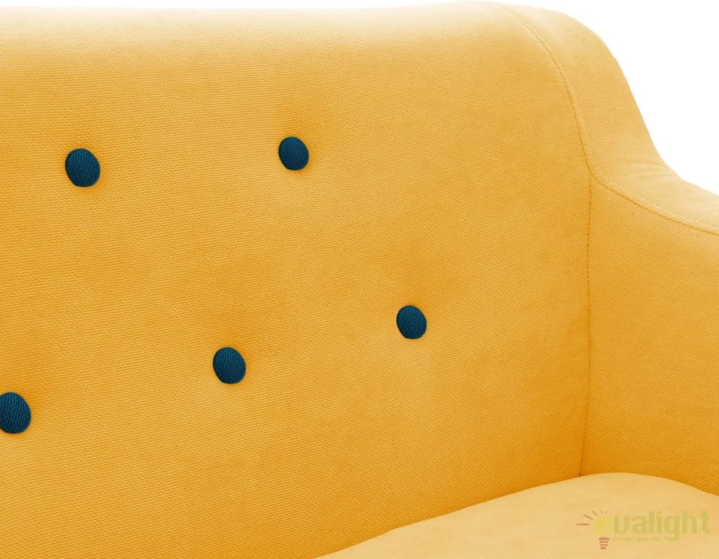 Fotoliu LUX elegant si confortabil cu picioare stejar si tapiterie galbena, Kelly 1 stejar/ galben