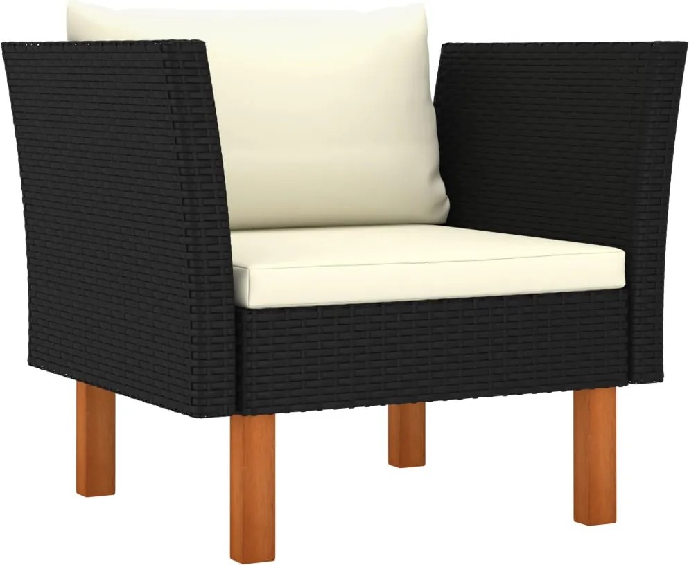 vidaXL Canapea de grădină, poliratan & lemn masiv de eucalipt