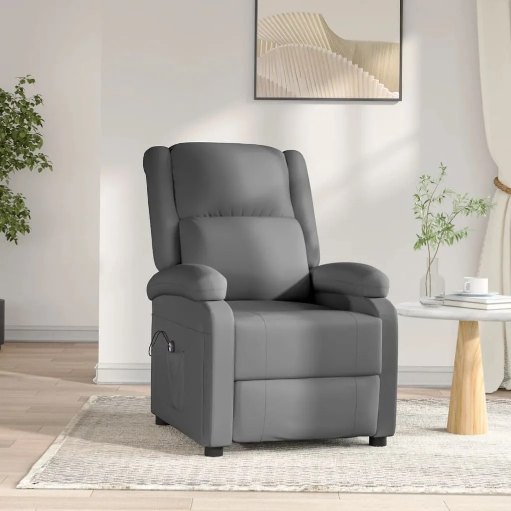 3073722 vidaXL Fotoliu rabatabil electric, antracit, piele ecologică