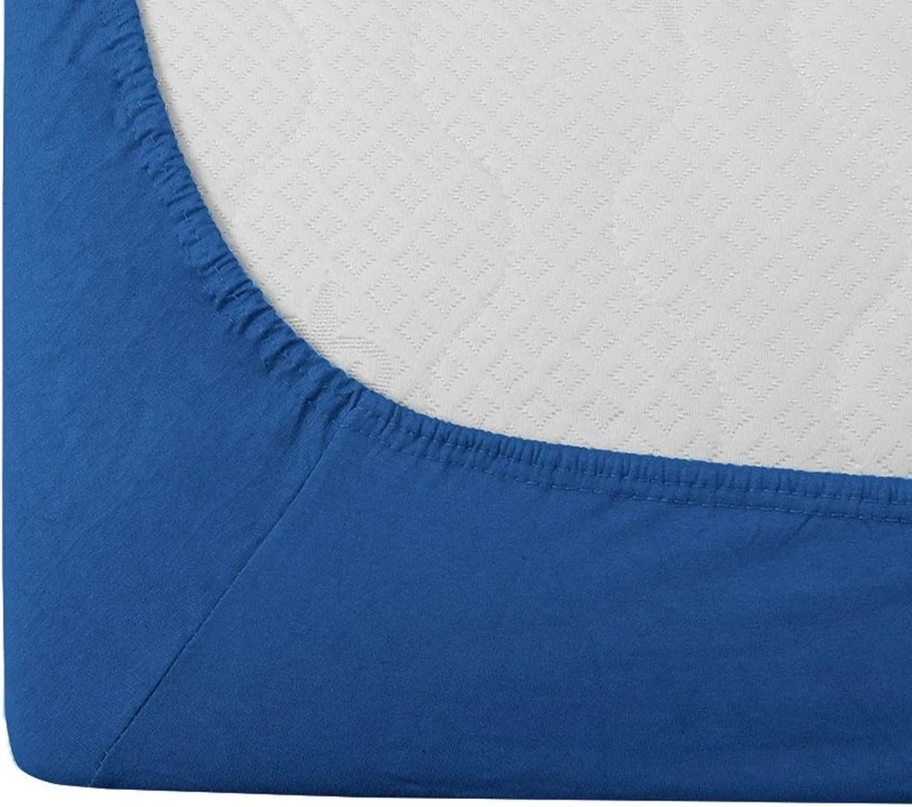 Cearsaf jersey albastru 180 x 200 cm