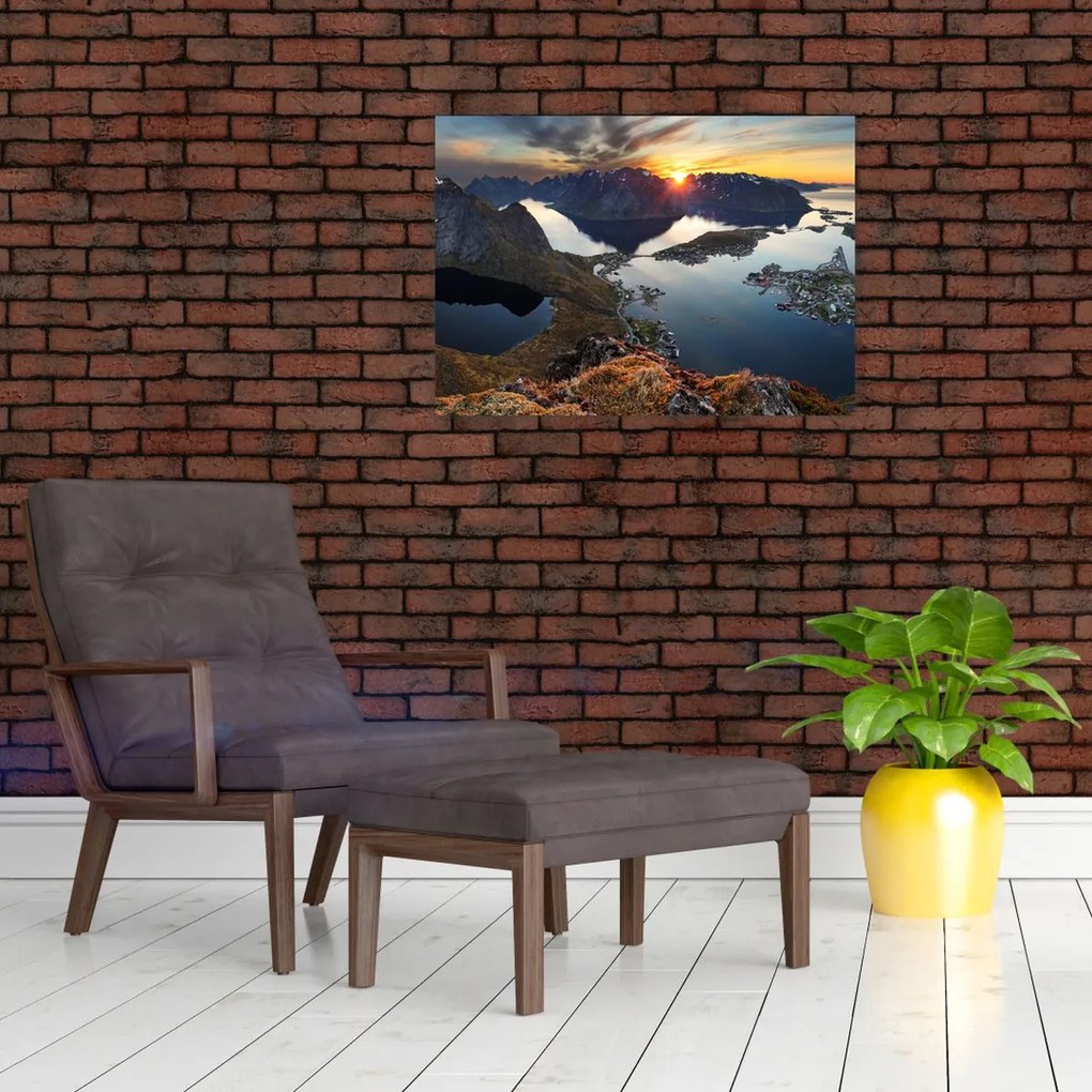 Tablou pe sticlă - Peisaj montan, Norvegia (70x50 cm)
