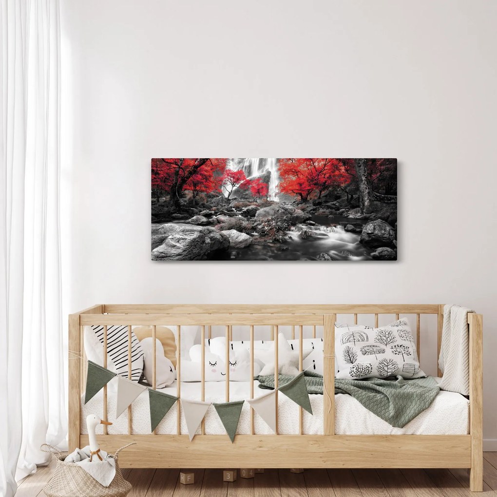 Tablou - Cascade în peisajul de toamnă (120x50 cm)