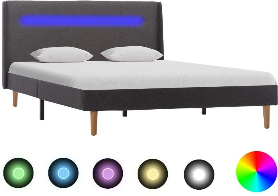 Cadru de pat cu LED, gri, 120 x 200 cm, material textil