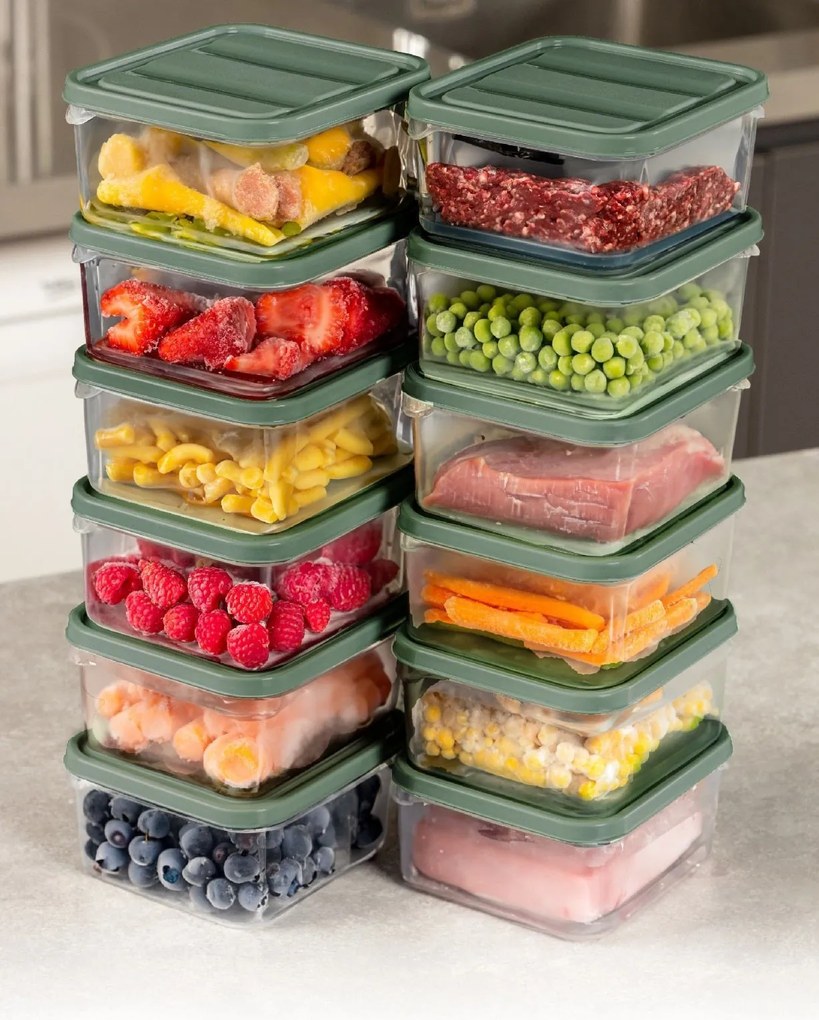 Set cutii de depozitare (12 piese), Hermia, Culoare: Verde