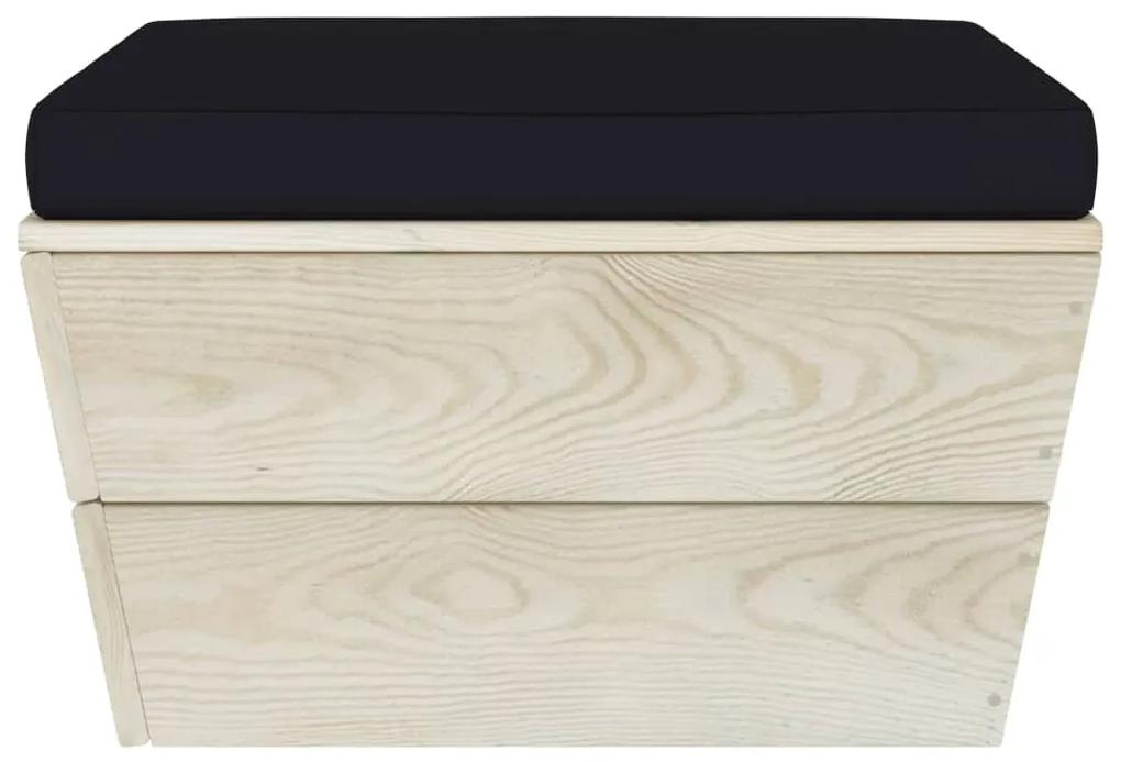 Taburet de gradina din paleti cu perna, lemn de molid tratat 1, Negru, Taburet