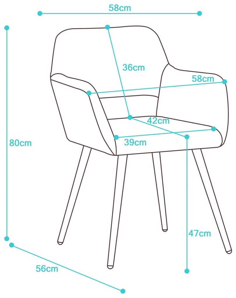 Set de 2 scaune de prânz ergonomice din piele ecologică cu picioare din metal pentru living și dormitor, Negru