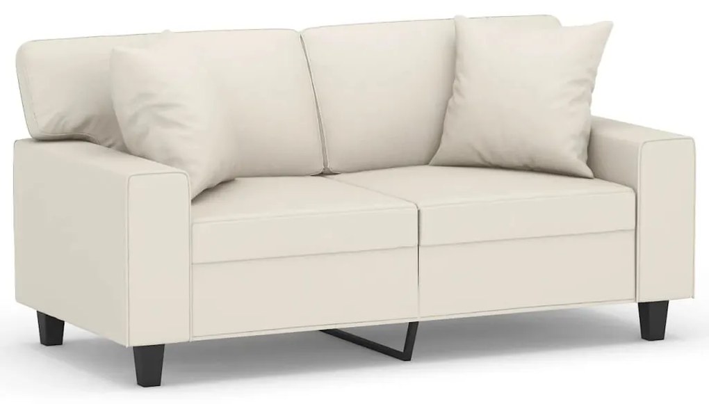 3153054 vidaXL Canapea cu 2 locuri, perne&pernuțe crem 120 cm piele ecologică