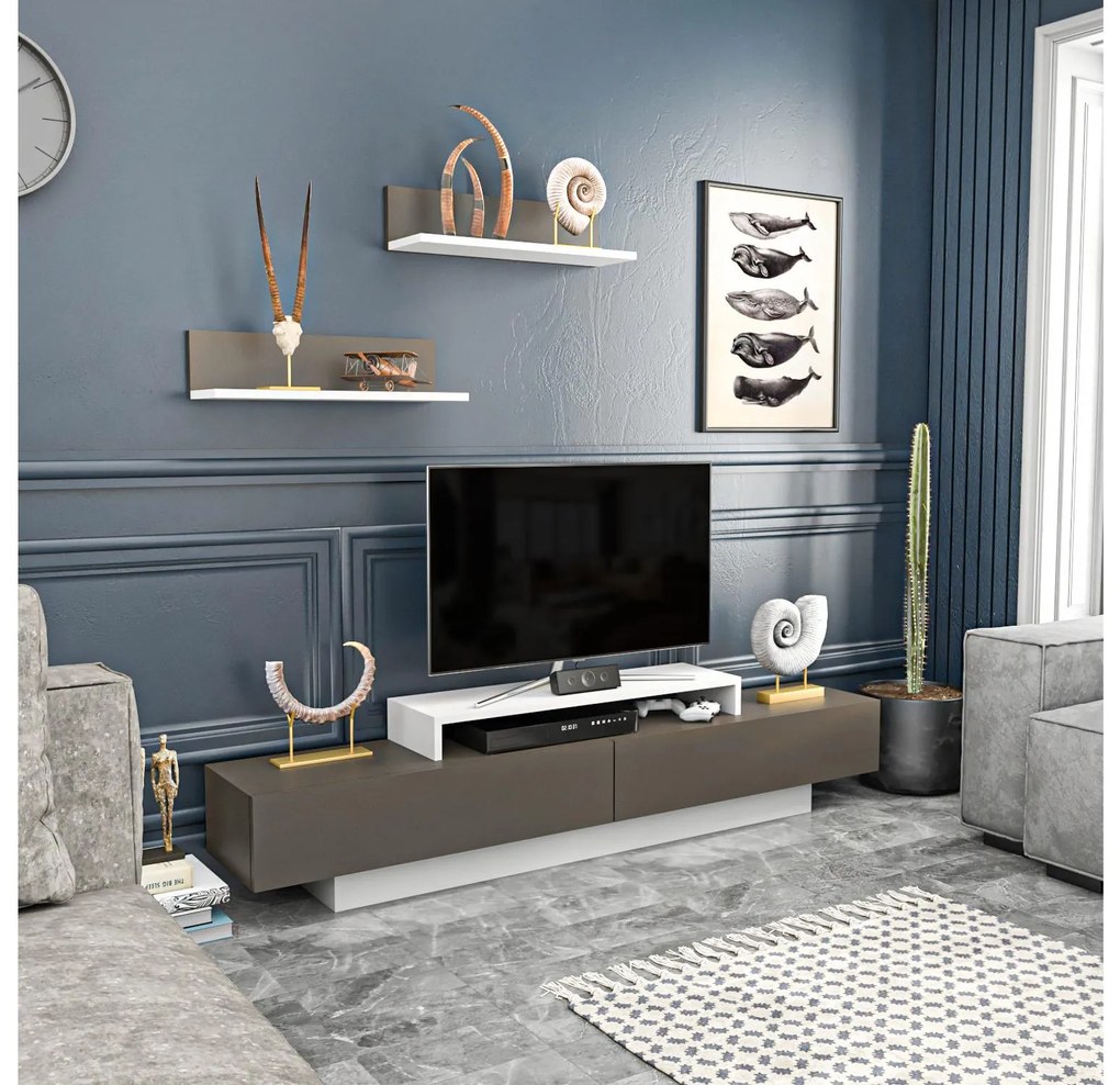 Mobilier living Lusalona (alb + maro). 1107305