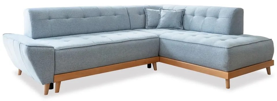 Colțar extensibil cu șezlong pe partea dreaptă Miuform Dazzling Daisy L, albastru deschis