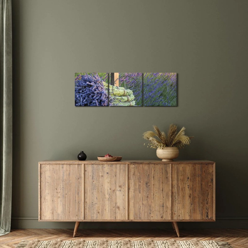 Tablou - Buchețele de lavandă (cu ceas) (90x30 cm)