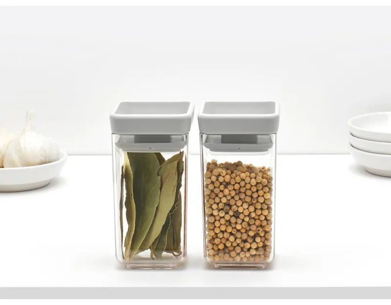 Set 2 borcane pentru condimente Brabantia Tasty+ Stackable 1008884, 150 ml, Fara BPA, Capac, Transparent/Gri deschis