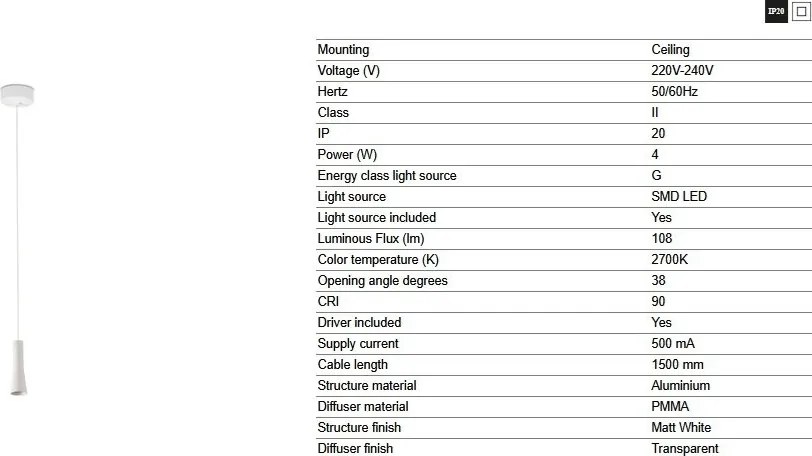 Pendul LED stil minimalist NINA alb
