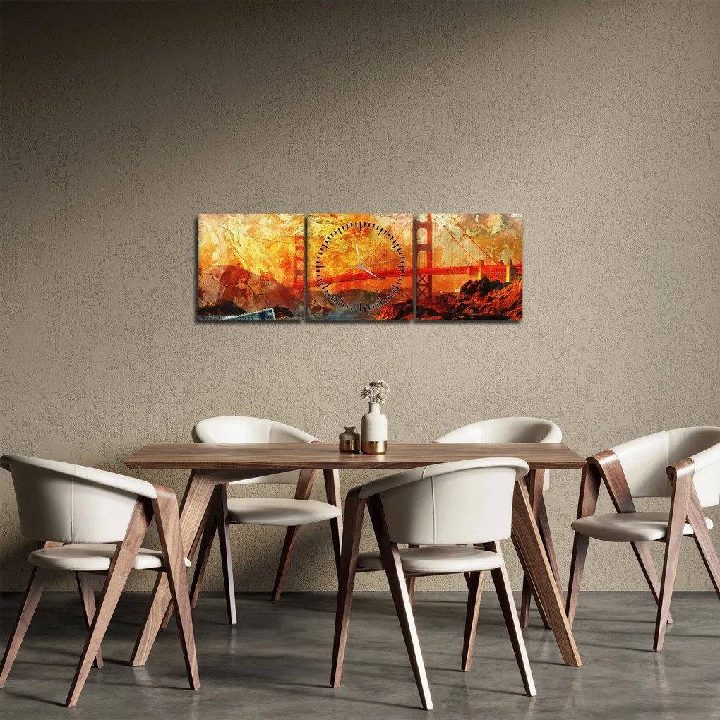 Tablou - Golden Gate, SanFrancisco, California (cu ceas) (90x30 cm)