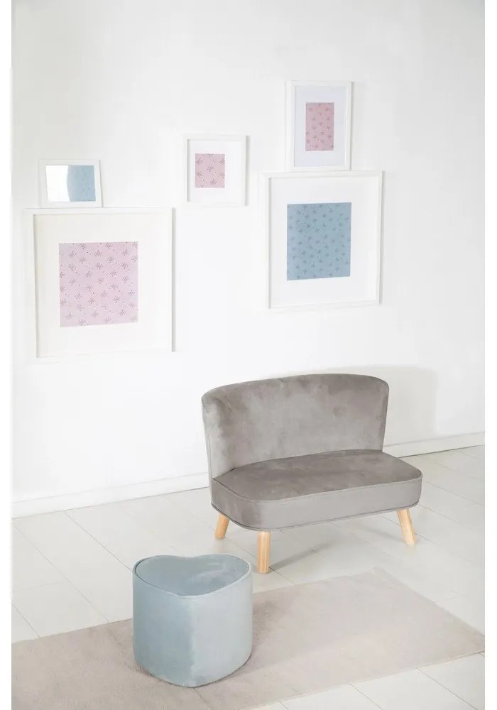 Canapea pentru copii gri deschis cu tapițerie din catifea 70 cm Lil Sofa – Roba