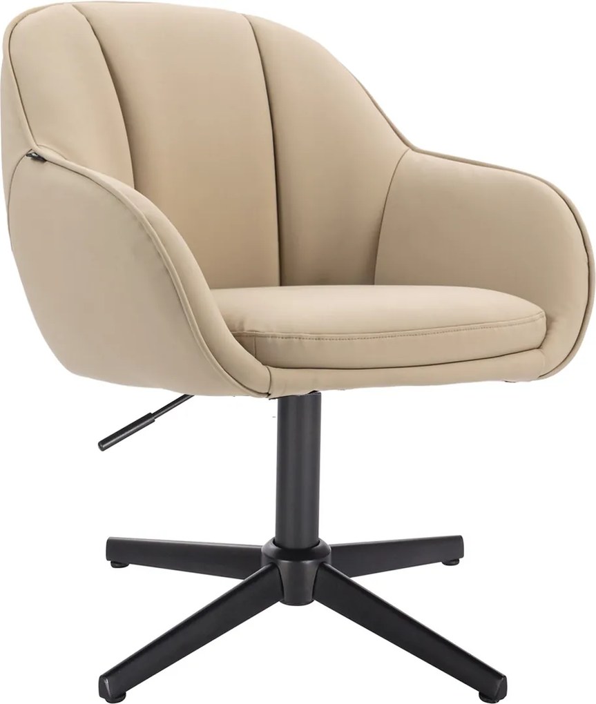 HR2055CROSS Scaun Crem din Piele Ecologica cu Bază Neagră