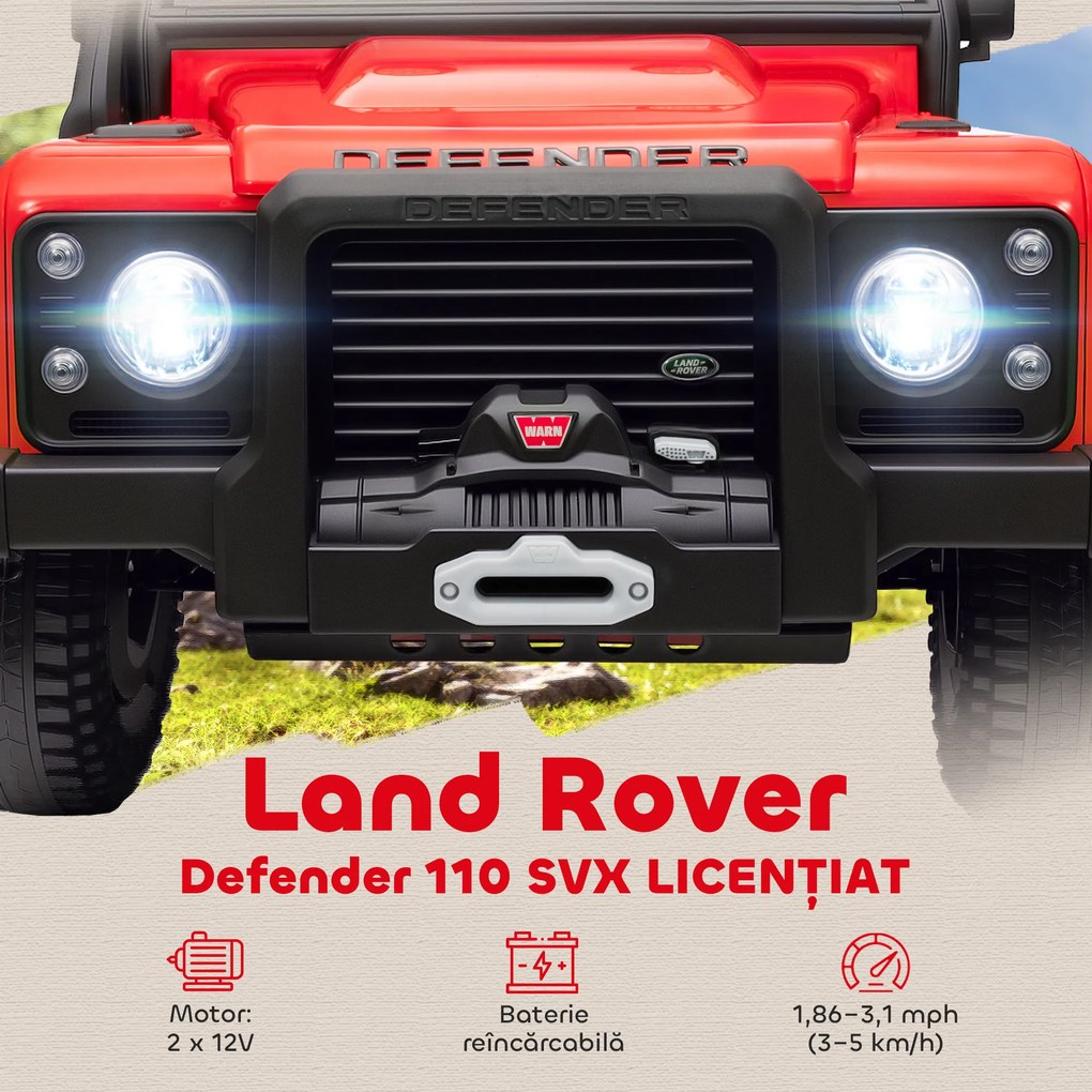 AIYAPLAY Mașină Electrică pentru Copii 3-5 Ani Land Rover 12V și Telecomandă Roșu | Aosom Romania