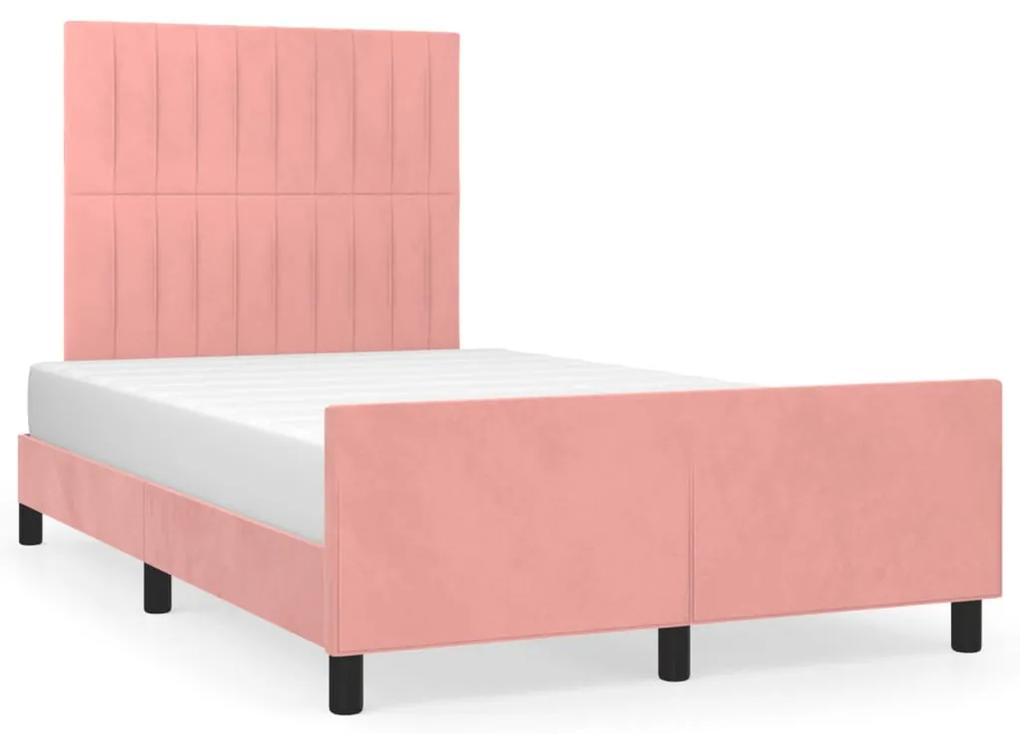 3125872 vidaXL Cadru de pat cu tăblie, roz, 120x200 cm, catifea