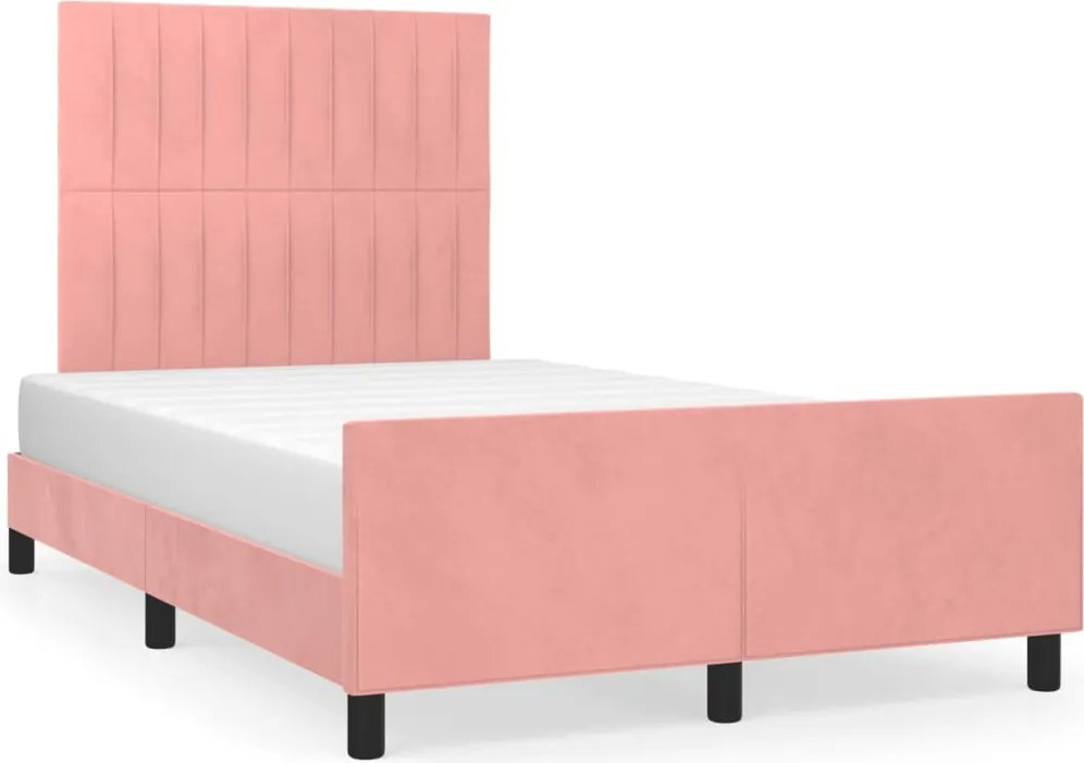 vidaXL Cadru de pat cu tăblie, roz, 120x200 cm, catifea