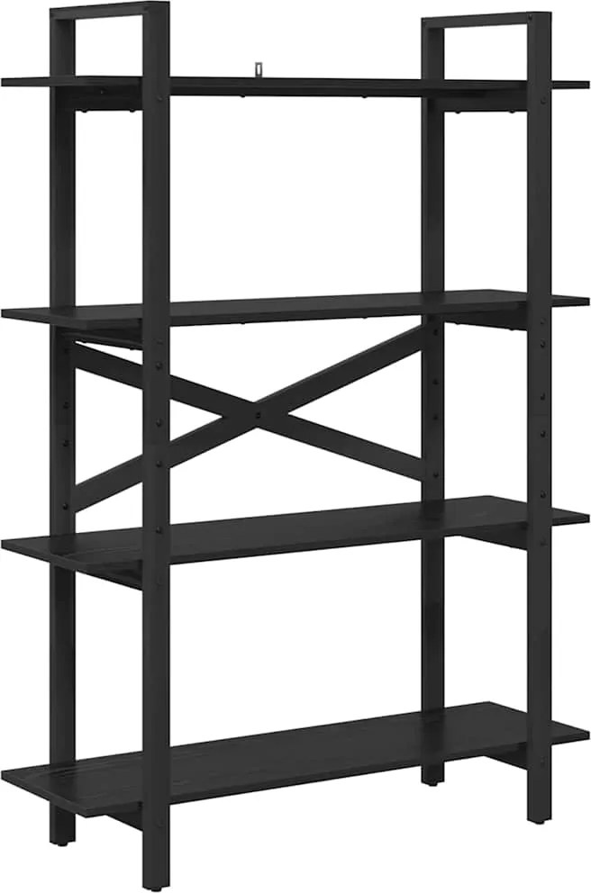 vidaXL Raft pentru cărți Stejar Negru 100 x 33,5 x 140 cm