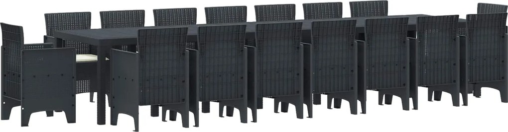 vidaXL Set de masă de grădină cu perne cu pernă 17 pcs Antracit PP