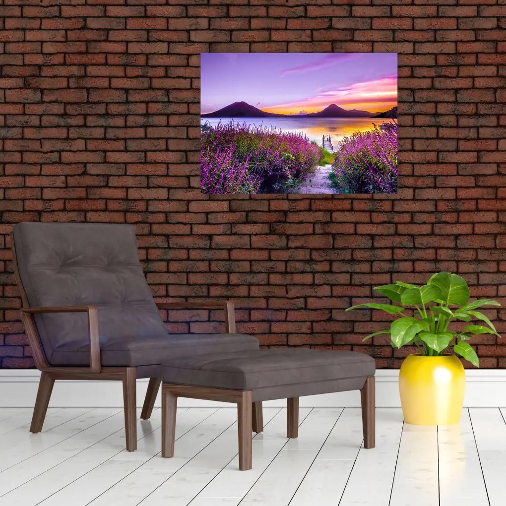 Tablou pe sticlă cu lac (70x50 cm)