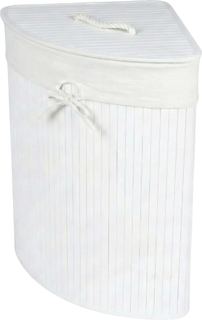 Coș de rufe colțar ARCO, bambus, 60 l, alb
