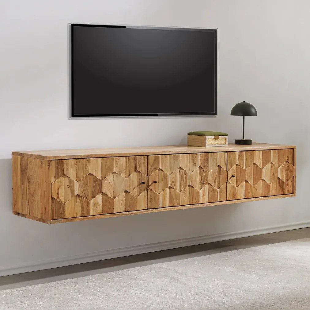 Comoda suspendata din lemn de salcam Mystic Living 160cm