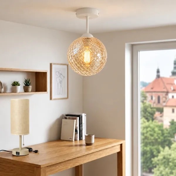 BRILAGI - LED Přisazený lustr R GLASS 1xE27/60W/230V Ø 17 cm alb/bej fumuriu