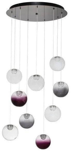 Lustra cu 9 pendule LED din sticla colorata SILENZIO