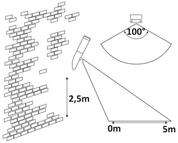 Aplică de exterior cu senzor INOX TORCH 1xE27/25W/230V IP44 Rabalux 8266
