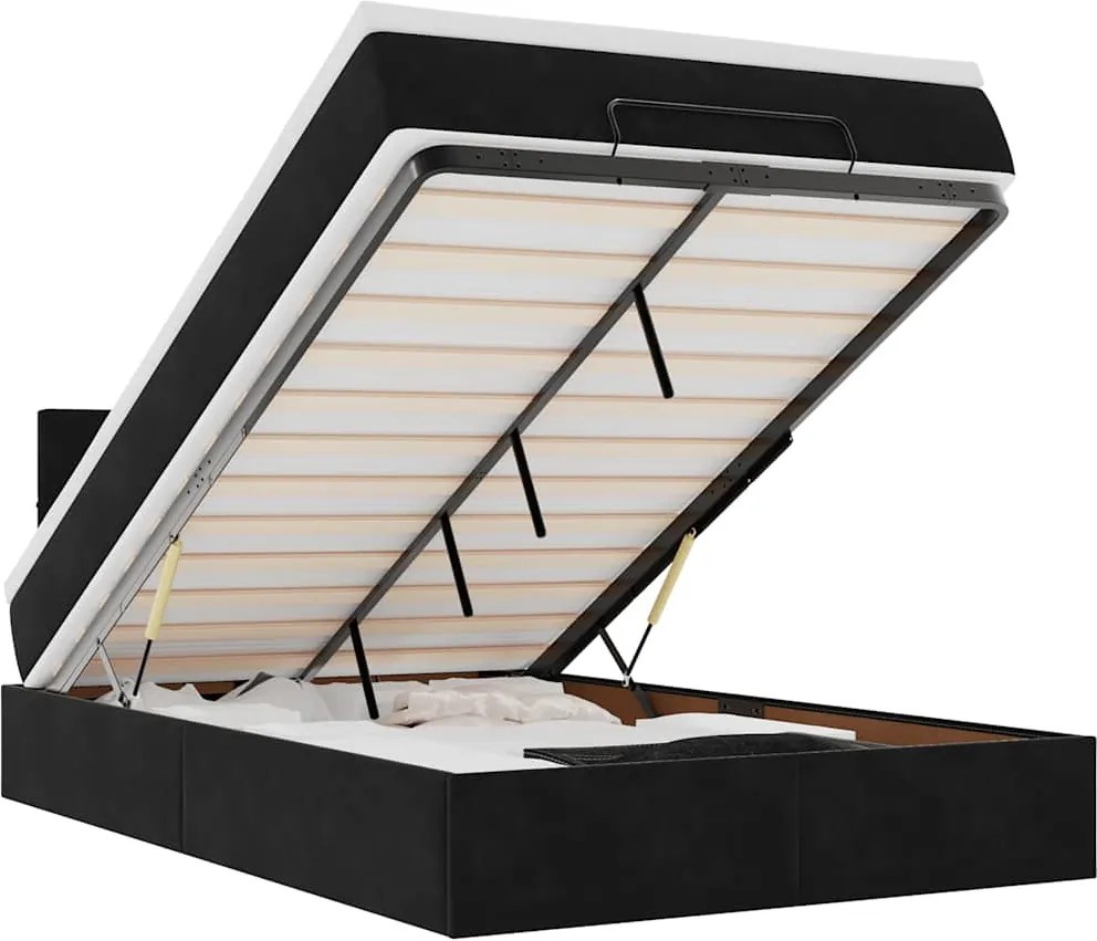 vidaXL Cadru pat otoman cu saltea, catifea neagră 120x200 cm