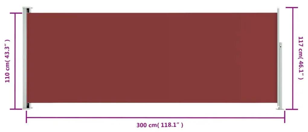 Copertina laterala retractabila de terasa, rosu, 117x300 cm Rosu, 117 x 300 cm