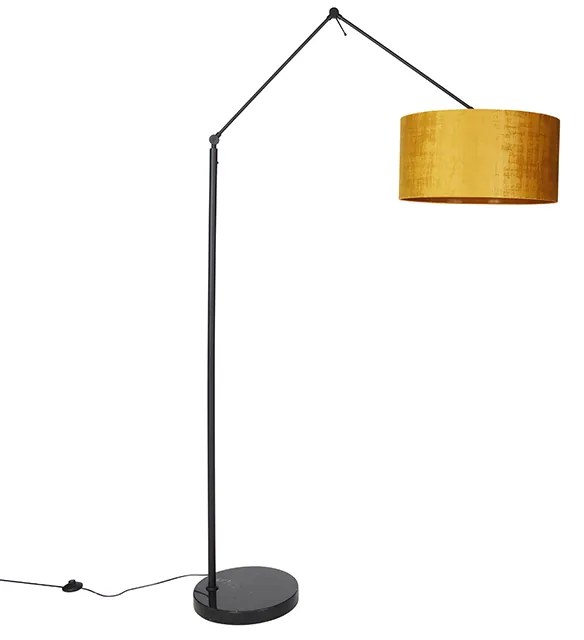 Lampă de podea modernă neagră cu abajur auriu 50 cm - Editor