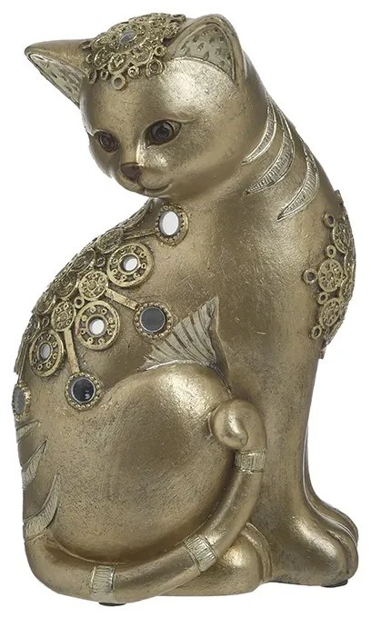 Pisica decor din rasina Golden 12 cm x 20 cm