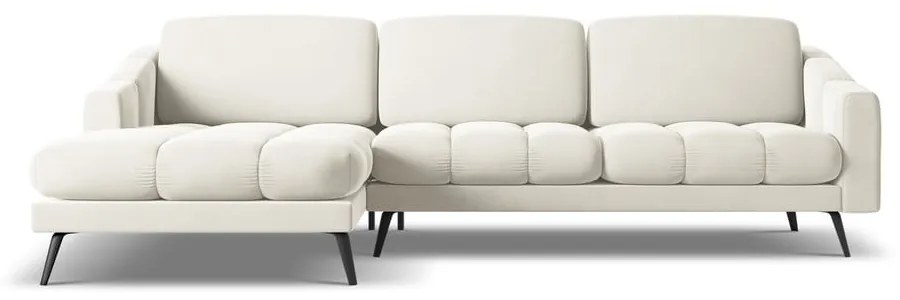 Colțar crem cu tapițerie din catifea (cu colț pe partea stângă) Nalu – Makamii