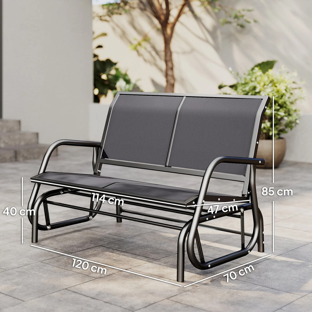 Outsunny Banca Tip Leagan 2 Locuri din Metal, Negru, 123x70x87 cm | Aosom Romania