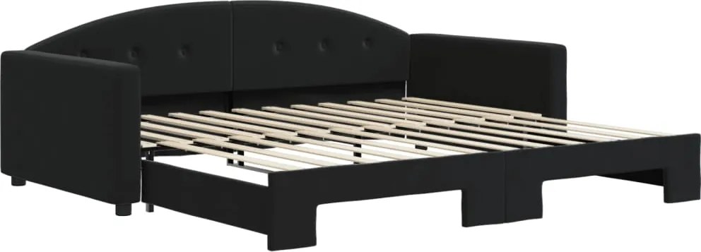 vidaXL Pat de zi cu extensie, negru, 100x200 cm, catifea