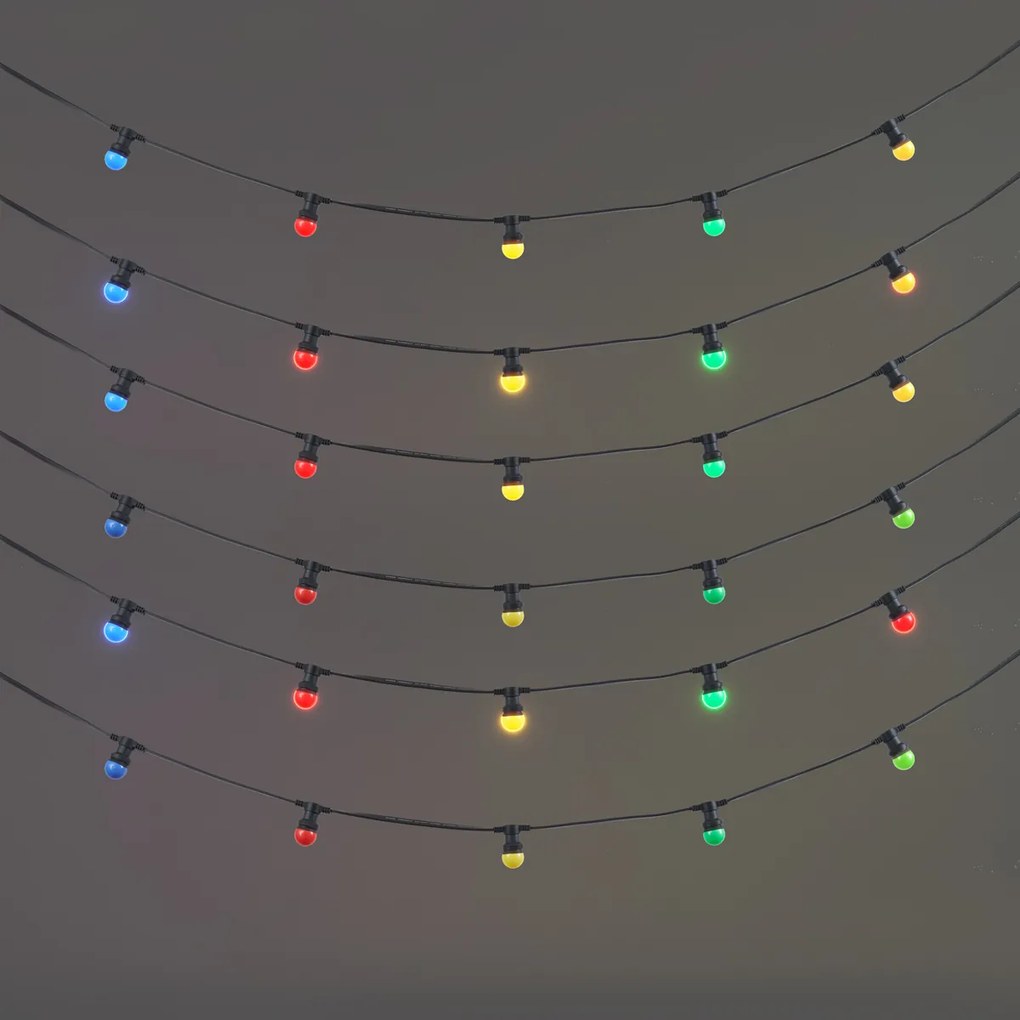 Ghirlandă luminoasă conectabilă neagră cu priză 14m, inclusiv 30 de becuri E27 IP64 - Lubber