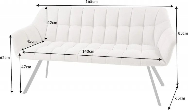 Banca tapitata Papillon 165cm bej sampanie