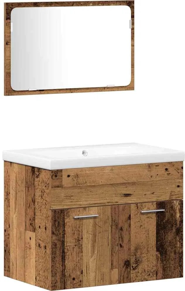 vidaXL Set de mobilier pentru baie 3 pcs Lemn Vechi Lemn compozit