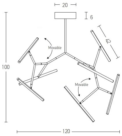 Lustră LED pe tijă dimabilă LED/68W/230V negru Zambelis 2072