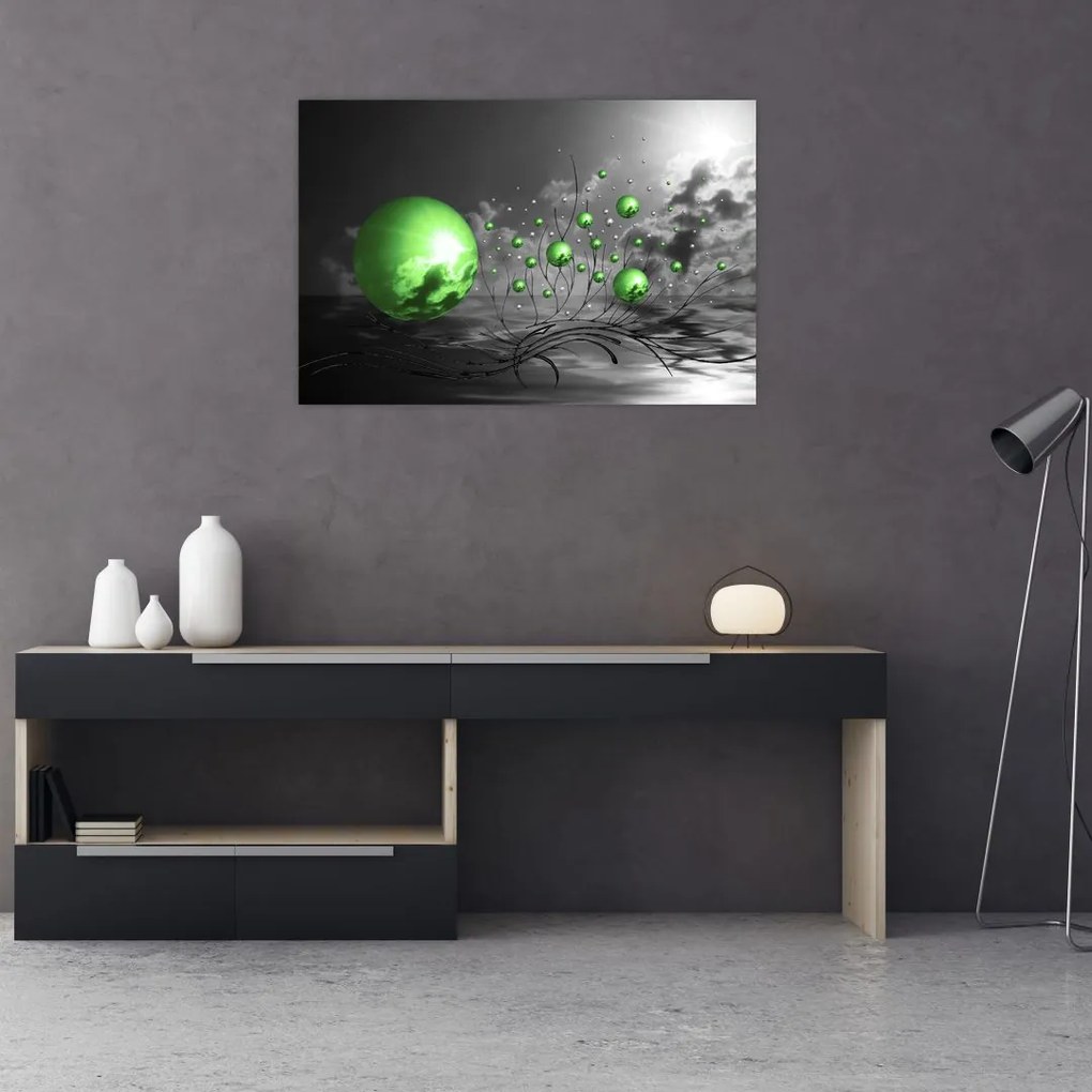 Tabloul bilelor verzi abstracte (90x60 cm)