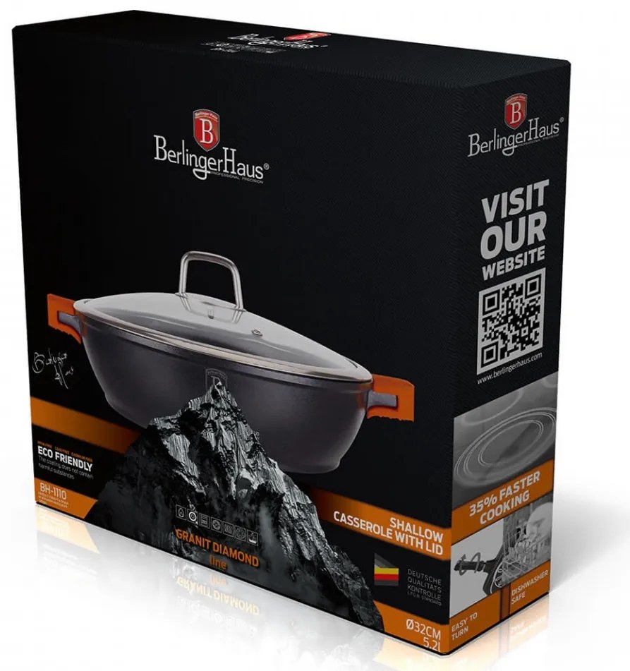 Cratita cu capac 32 cm Granit Diamond Line Berlinger Haus BH 1110N