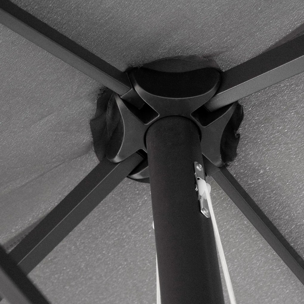 Outsunny Umbrelă de grădină XXL cu picior în cruce, umbrelă de dimensiuni mari 4,6L x 2,7l x 2,4H cm, manivelă de deschidere/închidere, oțel, poliester de înaltă densitate, gri | Aosom Romania