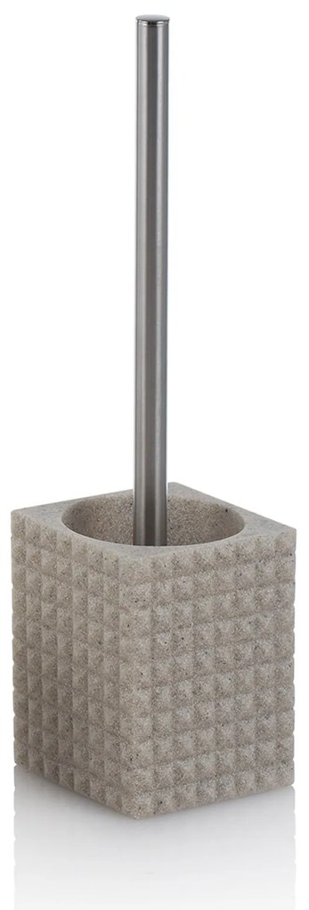 Perie de toaleta cu suport NAAMA, Rasina Metal, Crem, 9.5x9.5x37 cm